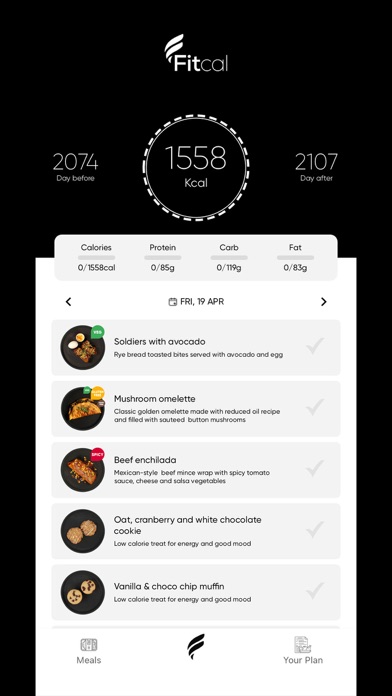 Fitcal Healthy Meal Plan Screenshot