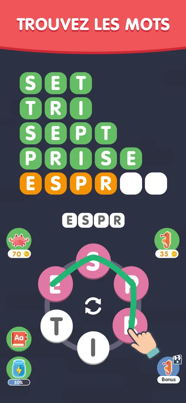 Screenshot #1 pour Mer des Mots : Jeux de Lettres