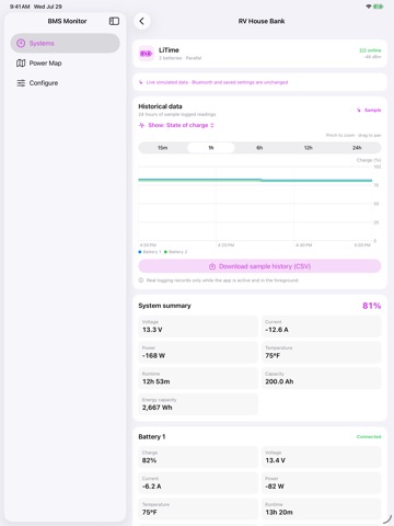 BMS Monitoring Suite iPad screenshot