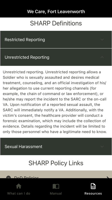 WeCare, Ft Leavenworth & CAC Screenshot
