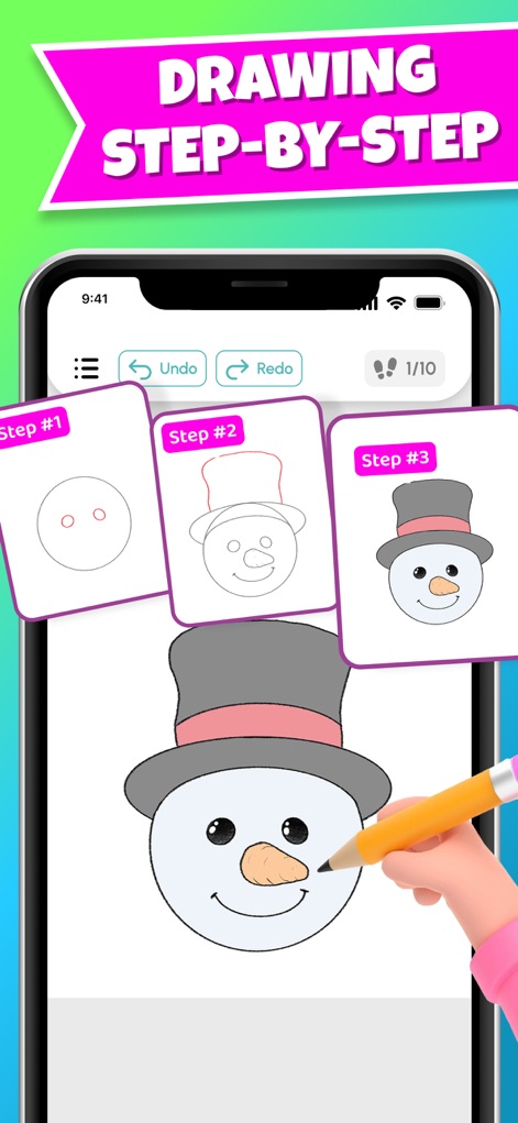 TraceArt: Learn How To Draw - 本アプリは、絵を段階的に描くためのステップバイステップのガイドを提供し、ユーザーは「元に戻す」や「やり直し」ボタンで簡単に修正できます。