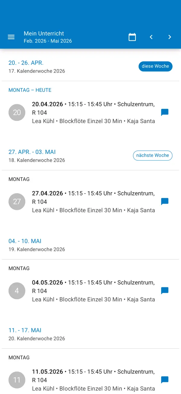 Screenshot #2 pour Clara-Schumann-Musikschule App