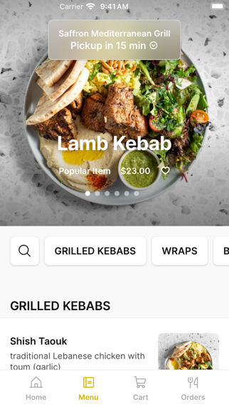 Saffron Mediterranean Grill iPhone screenshot 2 - Food & Drink app