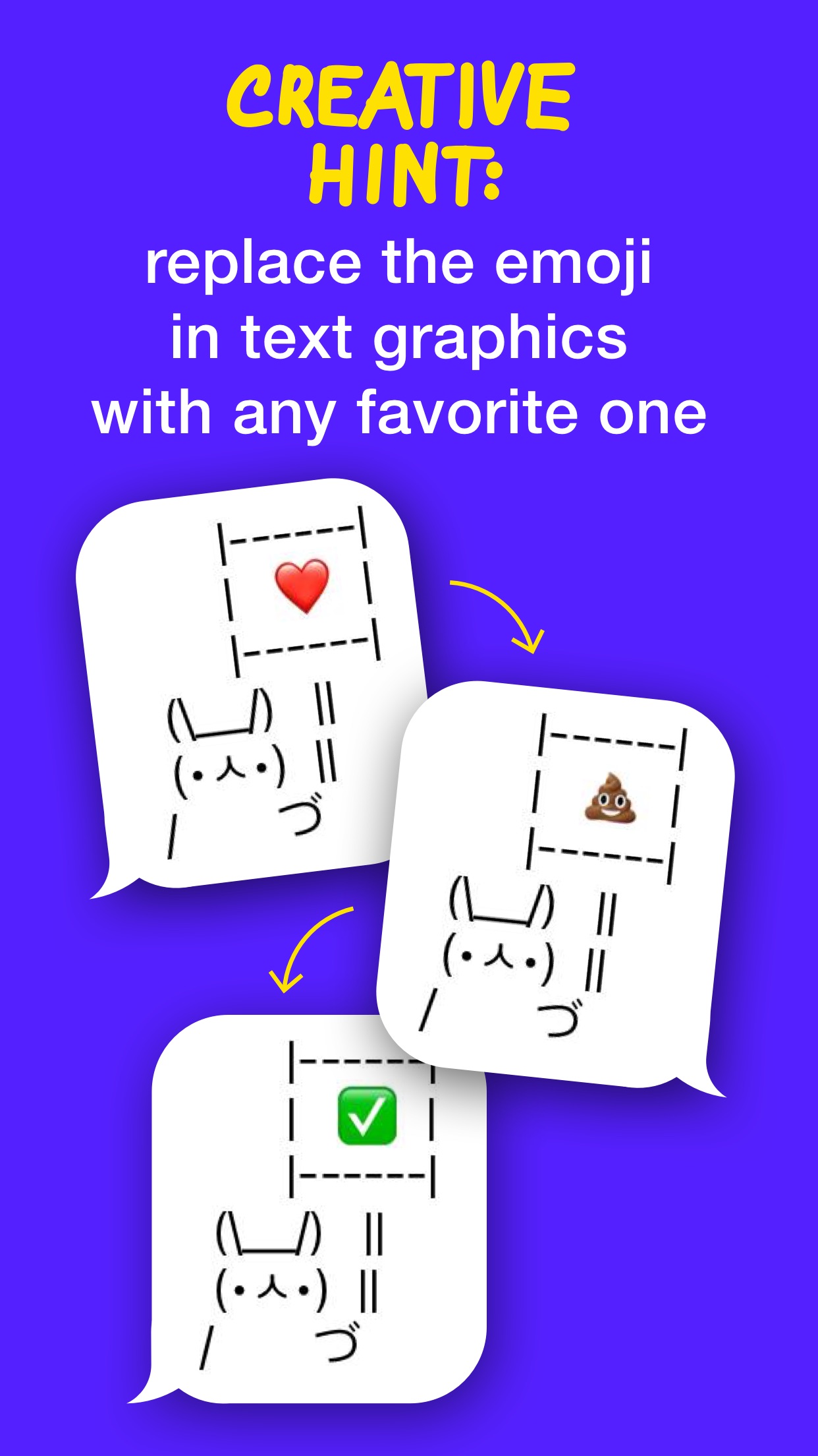Screenshot do app iShrug: Kaomoji e Arte ASCII