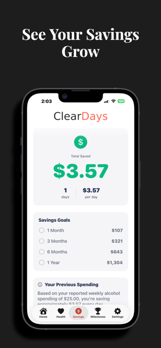 Clear Days : Sobriety Tracker Screenshot 3 of 8