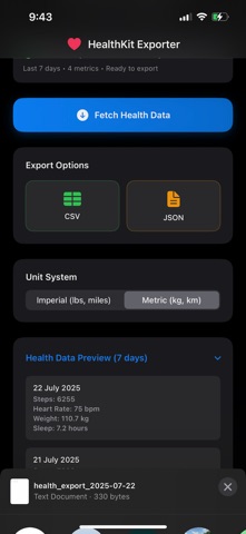 My Health Export screenshot
