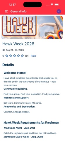 KU Events iPhone screenshot