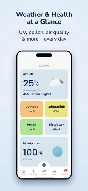 HealthySky – Pollen, UV & Air screenshot 1