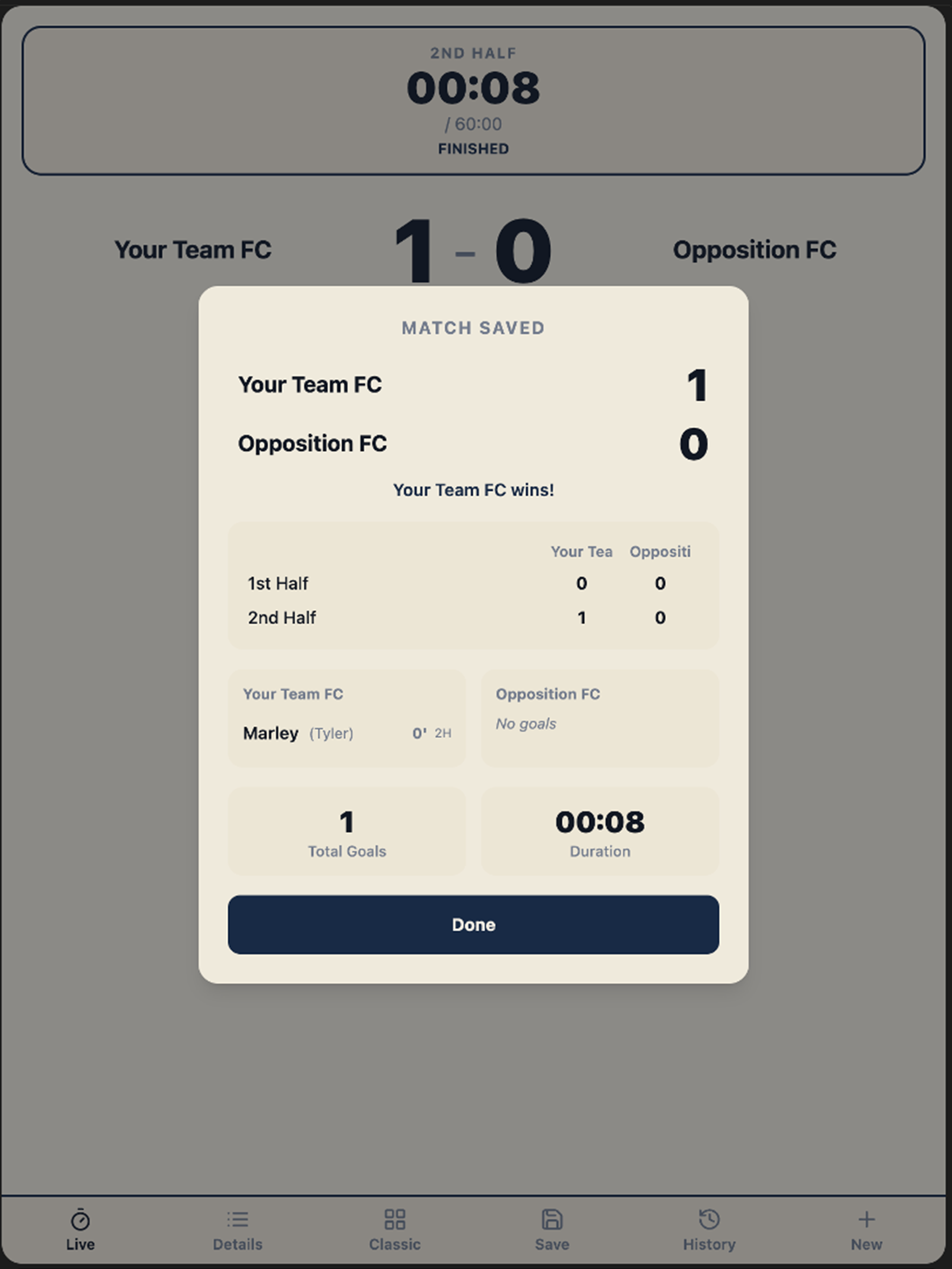 Simple Soccer Scorer