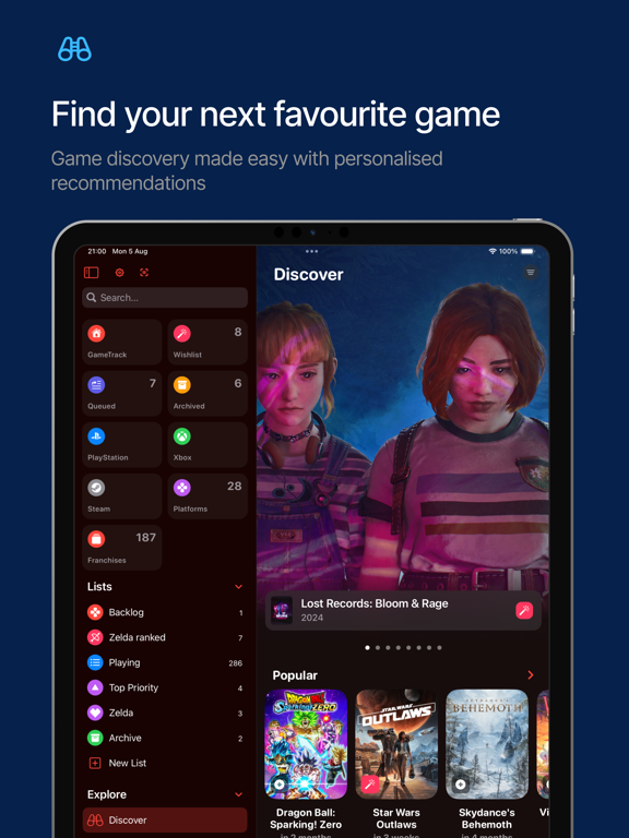 GameTrack iPad screenshot 7 - Entertainment app