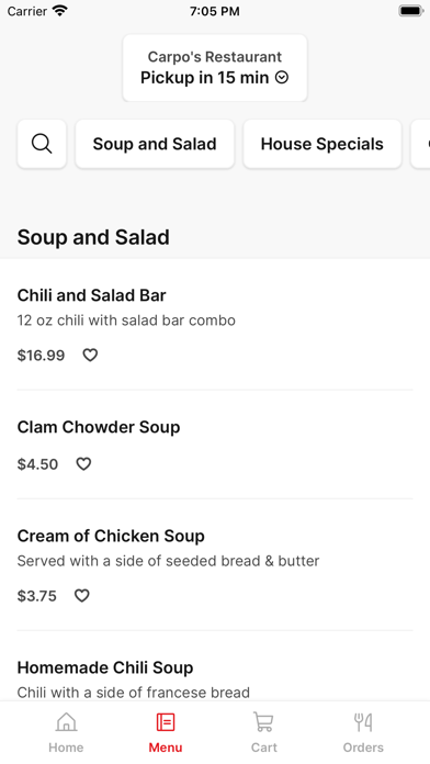 Carpo's Restaurant iPhone screenshot 2 - Food & Drink app