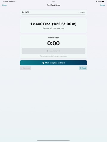 SwimSet: Swim Workout Tracker iPad screenshot