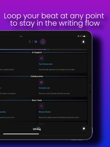 Songwriting App - LyricLabs iPad screenshot