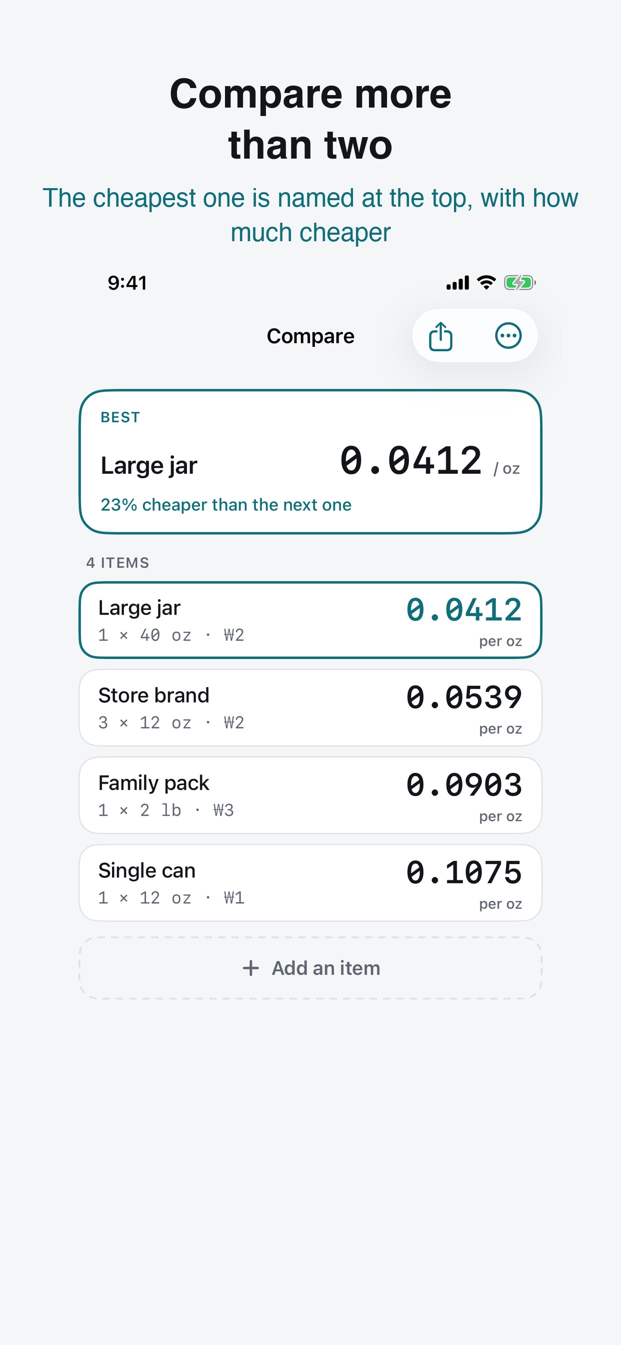 Screenshot 1 of Unit Price: Which Is Cheaper