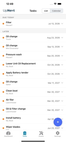 UpNext Maint iPhone screenshot