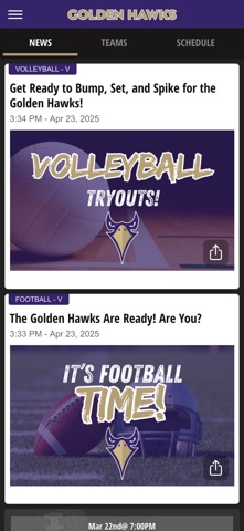 Holly Springs Golden Hawks iPhone screenshot