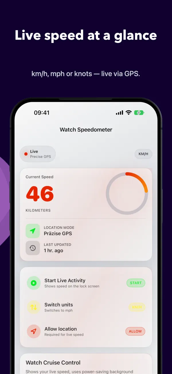 Screenshot #1 pour Watch Speedometer Pro
