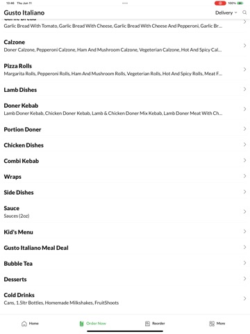 Gusto Italiano, iPad screenshot