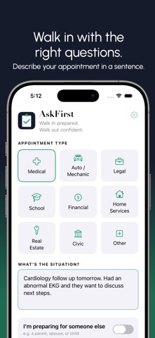 AskFirst: Appointment Prep Screenshot 1 of 8