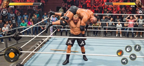 Real Wrestling Championship - Esta captura exhibe la acción visceral de los combates, destacando el realismo de los modelos de personajes y la intensidad de las llaves de lucha que los jugadores pueden ejecutar.