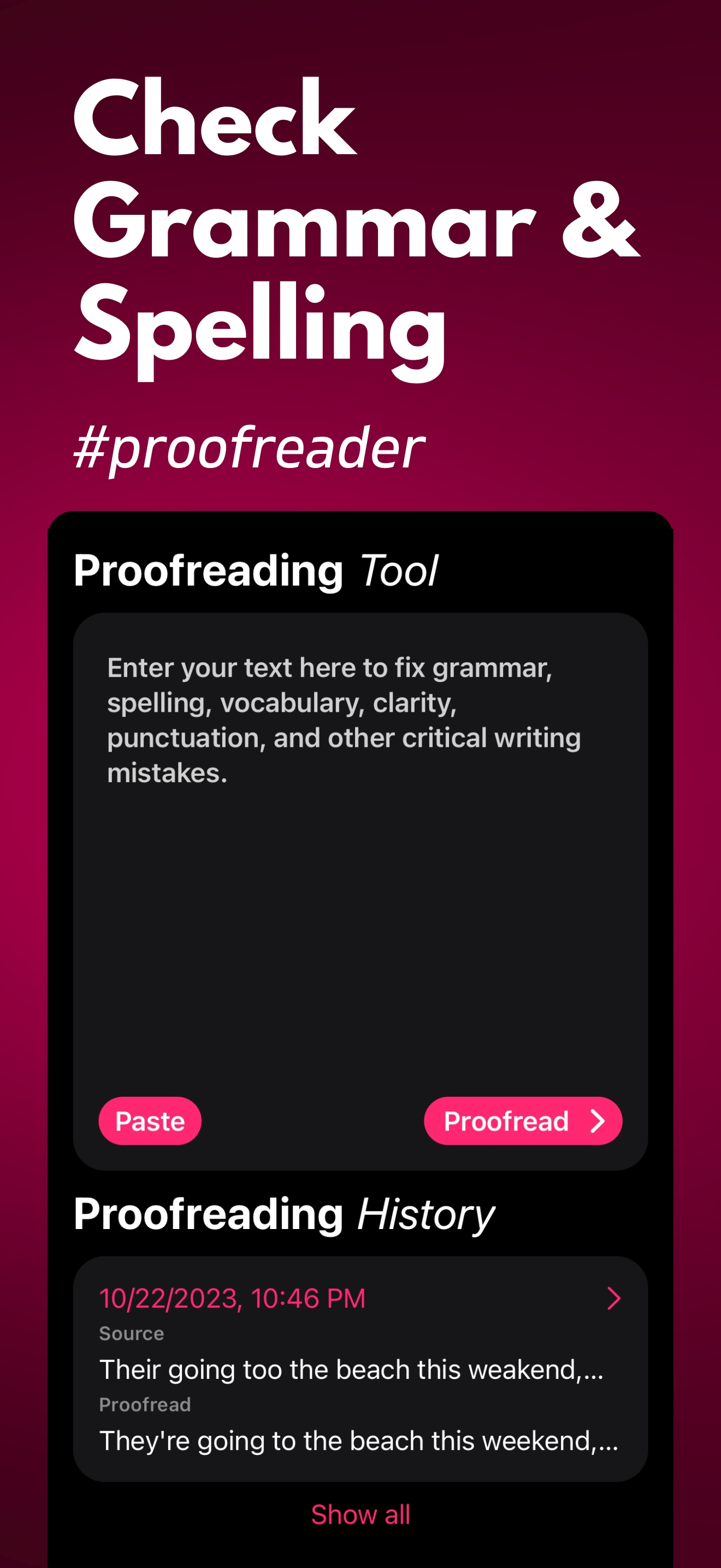 Proofreader: Grammar Check