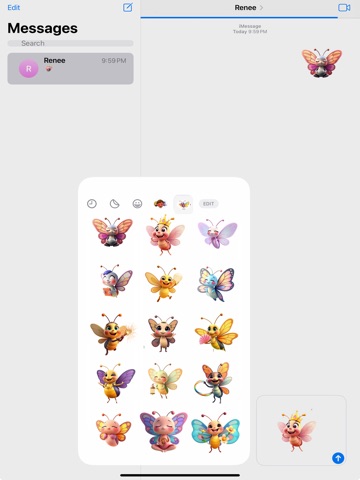 Blissful Butterfly Stickers iPad screenshot