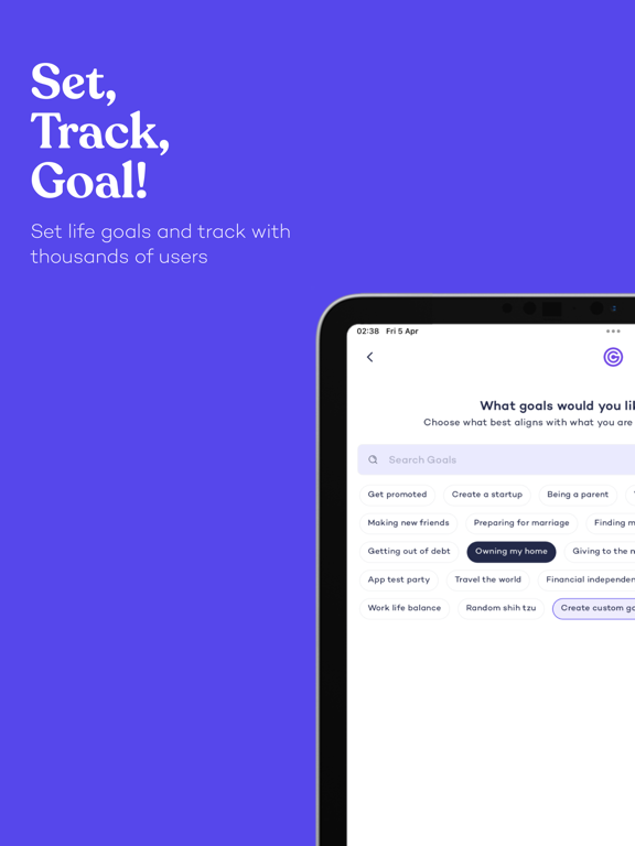 Goalspaces iPad screenshot 1 - Social Networking app