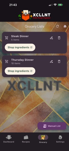 XCLLNT Pocket Recipe Organizer screenshot