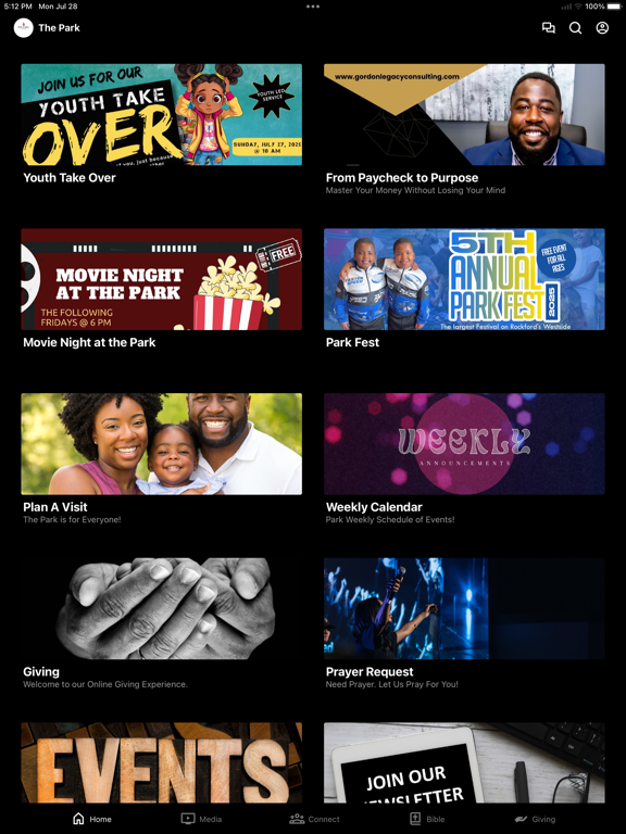 Rockford Park Church iPad screenshot 1 - Education app