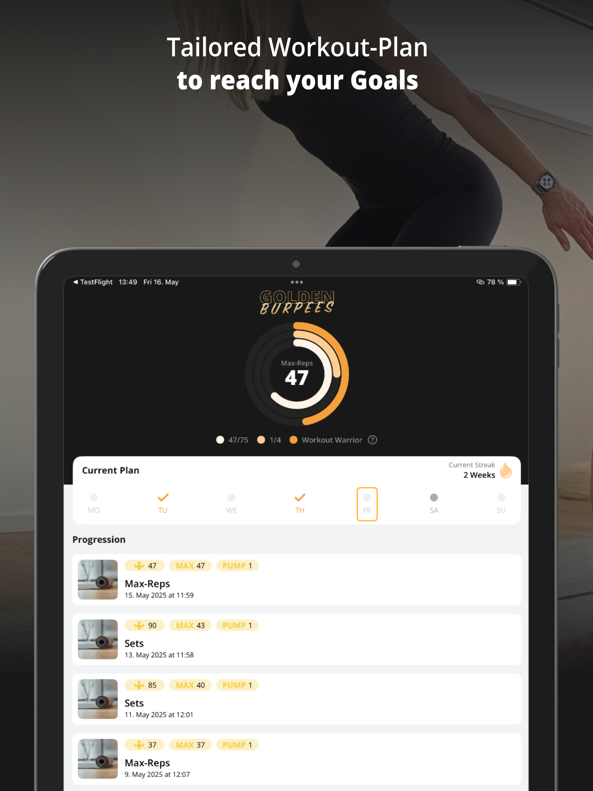 GOLDEN Burpees Tracker
