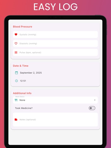Blood Pressure Log Max:BP Log iPad screenshot