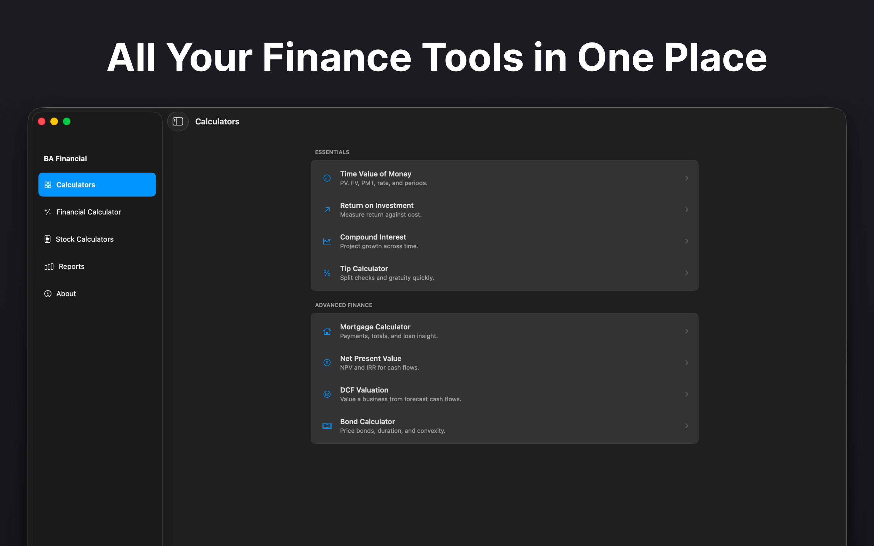BA Financial Calculator Plus
