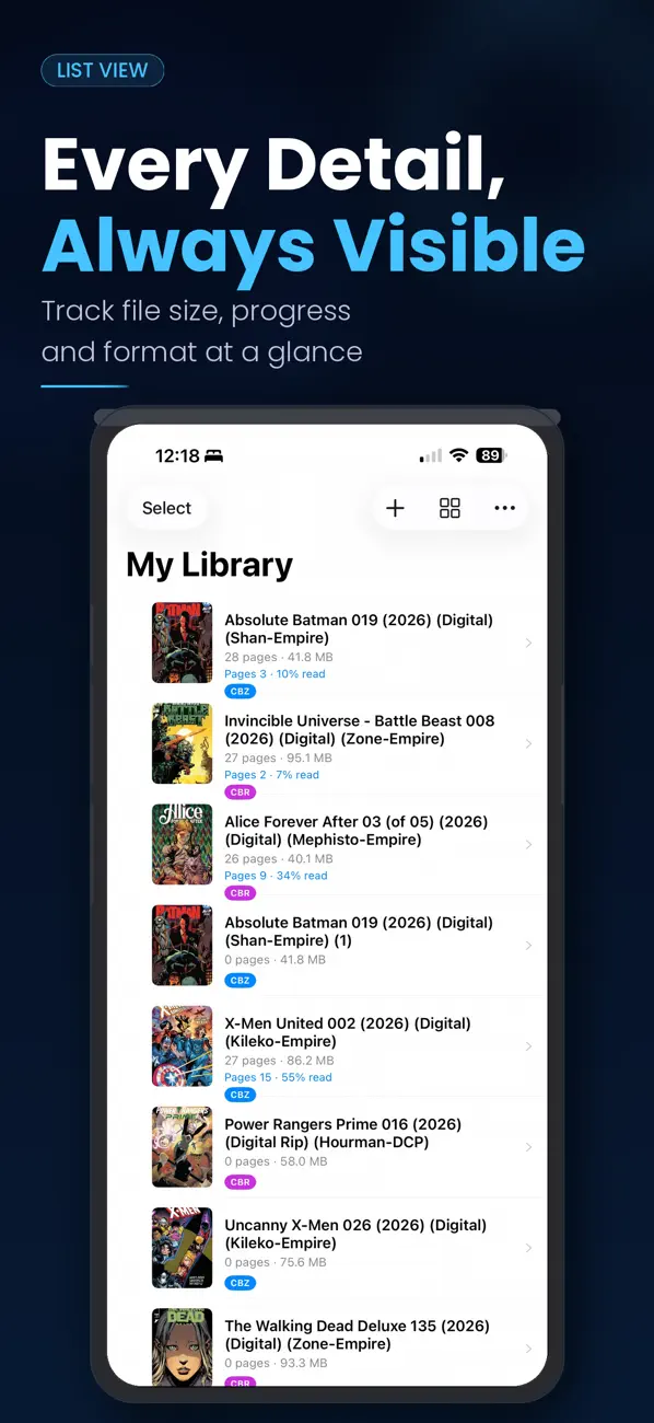 Screenshot #2 pour eComics: CBR CBZ Comic Reader