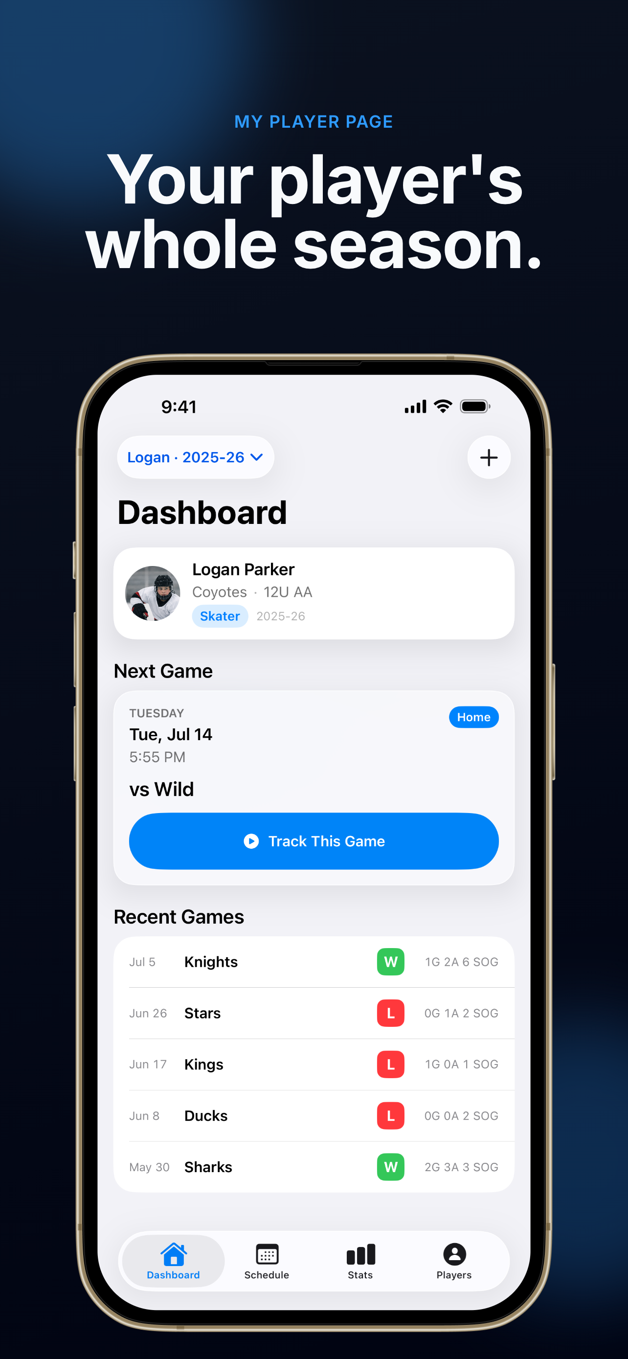 My Player Page: Hockey Stats screenshot 3
