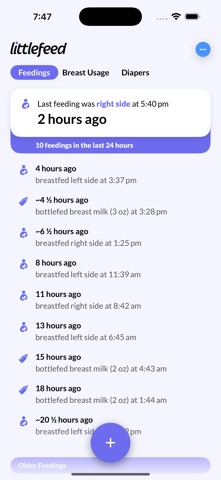 littlefeed - feed your baby iPhone screenshot
