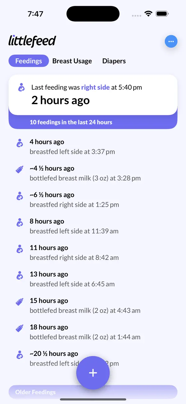 Screenshot #1 pour littlefeed - feed your baby