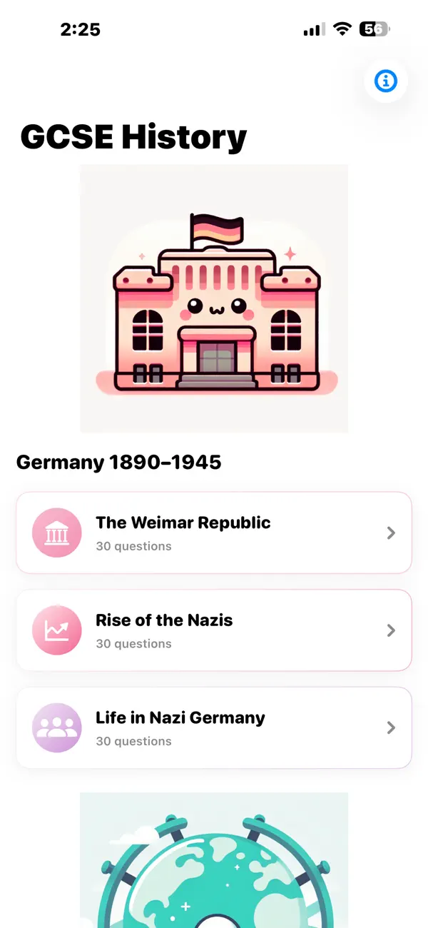 Screenshot #1 pour GCSE History Quiz