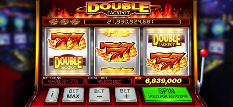 Ignite Classic Slots-Casino - Witness the excitement of classic 'DOUBLE JACKPOT' symbols aligning and the immense '21,830,924,681' jackpot total rising on the display.