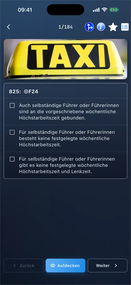 Screenshot 3 di 6 di Taxi Theorie Fahrlehrer24