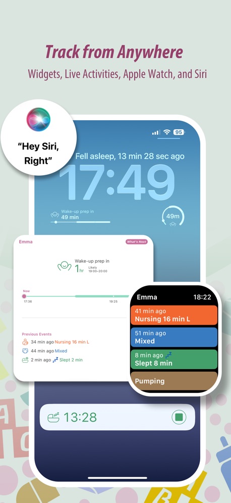 Baby Tracker - Newborn Log App Store screenshot 6, headline “Track from Anywhere”. Quotation marks.