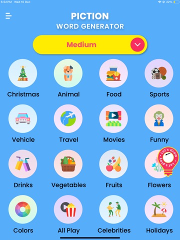 Piction Word Generator iPad screenshot