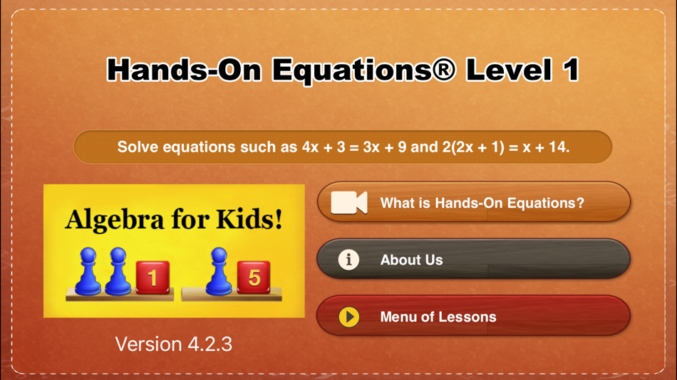 #1. Hands-On Equations 1 (iOS) By: Hands On Equations