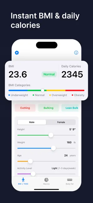 NutriSlider: BMI & Calories screenshot 1