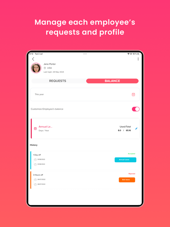 Screenshot #5 pour Day Off - Leave Tracker & PTO