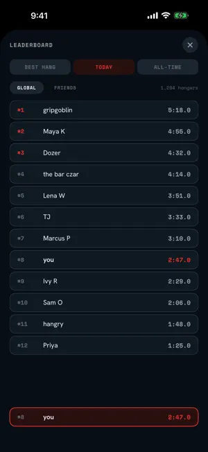 hangtime: auto dead hang timer screenshot 1
