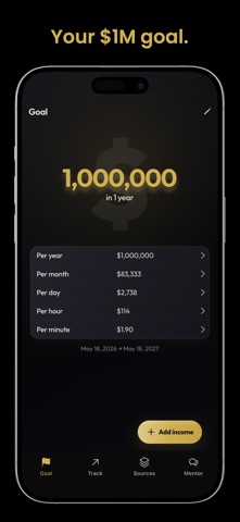 Million AI: $1M Income Tracker iPhone screenshot