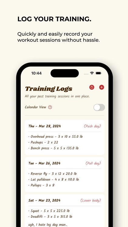 Training Log: Workout Journal