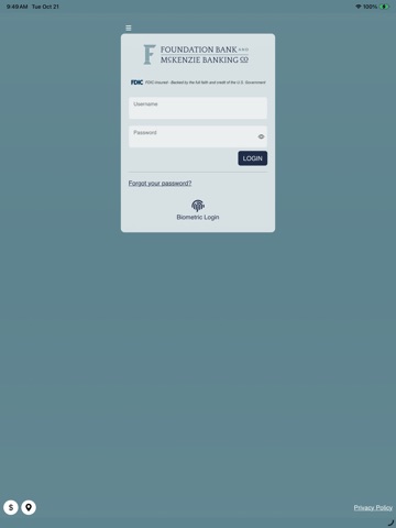 Foundation Bank Mobile iPad screenshot