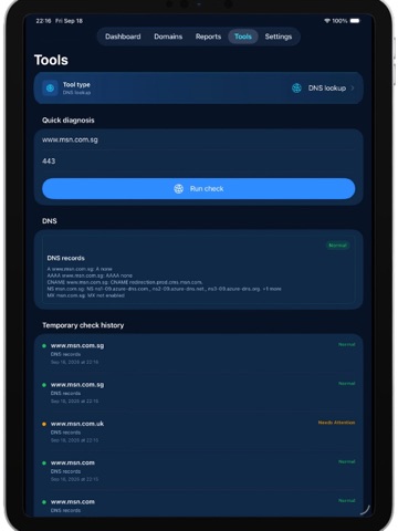 Domain Checker: DNS & SSL iPad screenshot
