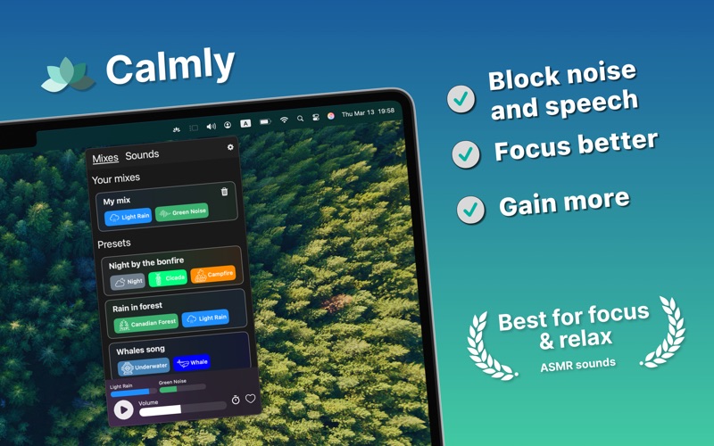 Calmly: Focus & White Noise app screenshot